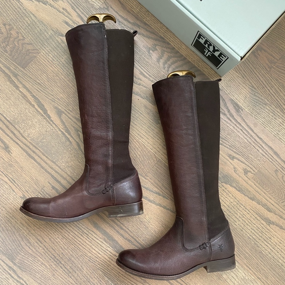 Molly Gore Tall Boots Frye leather boots, size 7.5